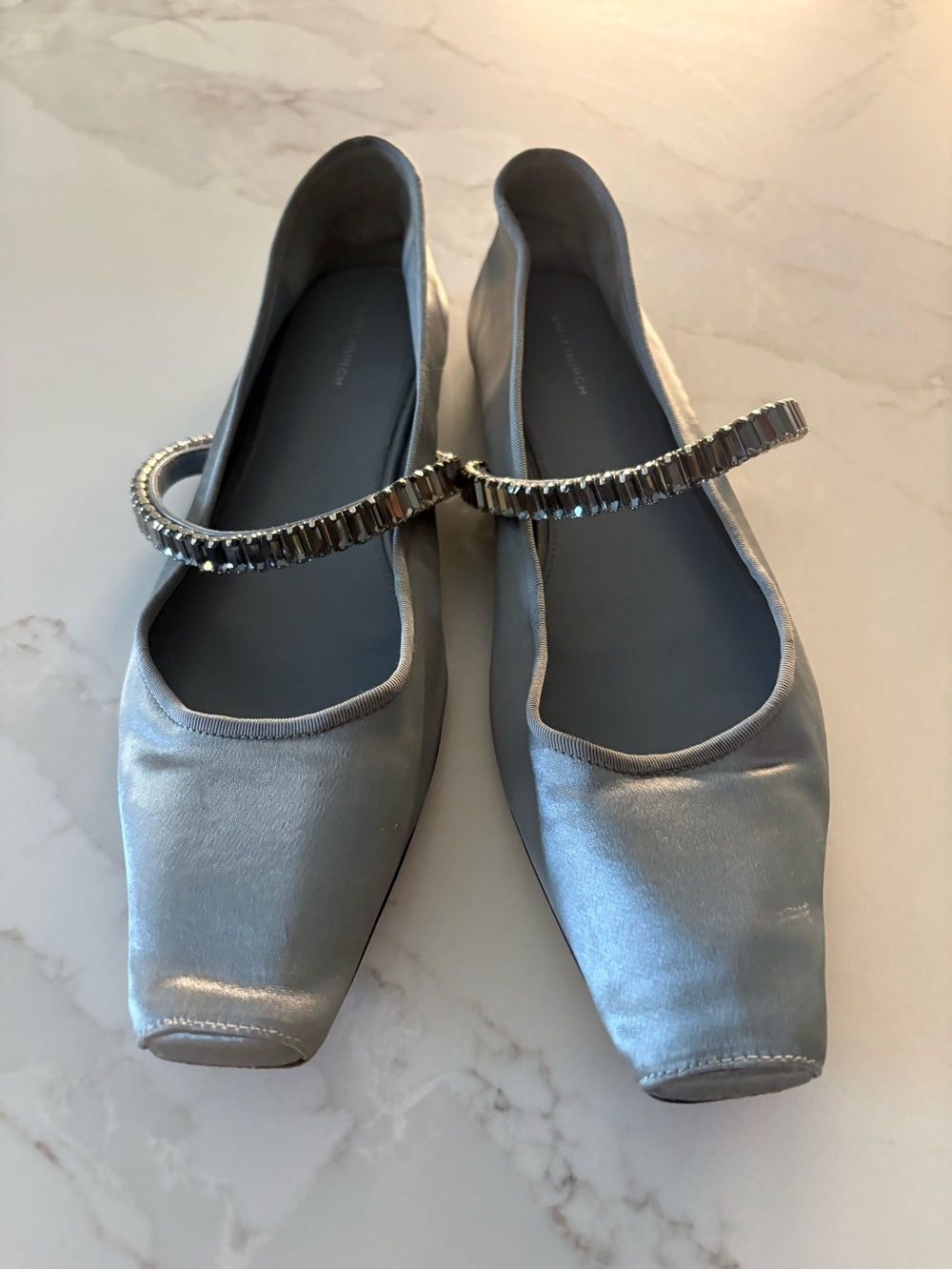 Tory Burch Silver Satin Embellished Ballet Flats - Picture 2 of 7